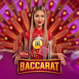 Mega Baccarat slot logo by Pragmatic Play at Gambiva Casino