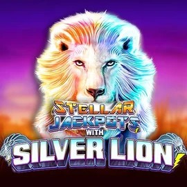 Jackpots logo of Stellar Jackpots with Silver Lion from Lightning Box Game at Gambiva Casino